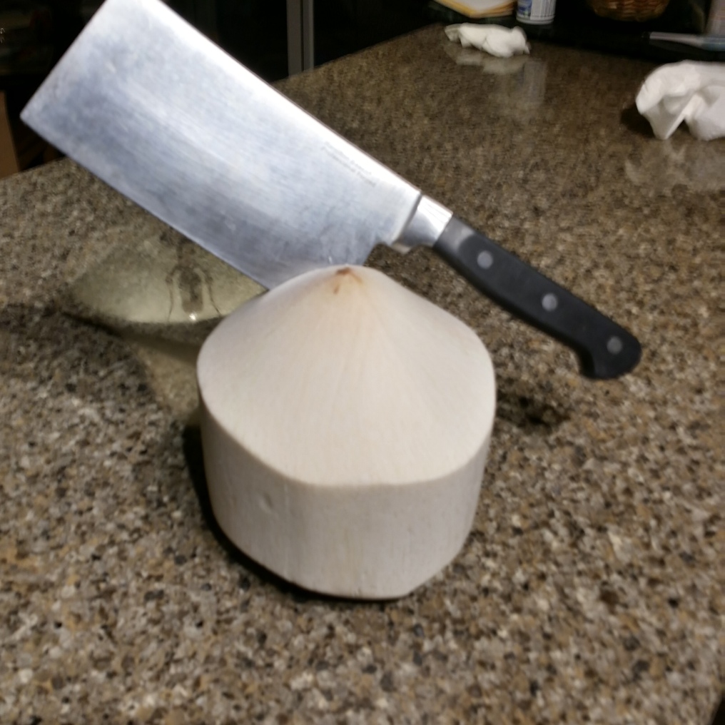 How to cut open Coconut with a Meat Cleaver